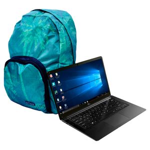 Laptop Qian Celeron N3350 120Gb Ssd 4Gb Ddr4 14" W10H Gris Incluye Mochila Verde